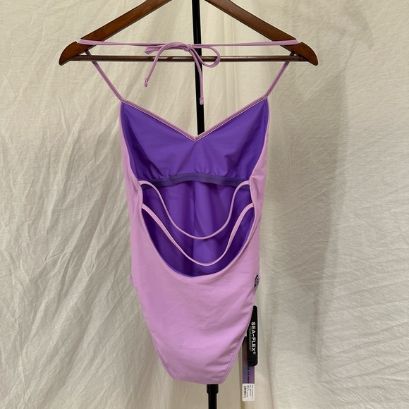 Jolyn Onepiece Swim Suit Lavender Tie Back - Picture 5 of 8
